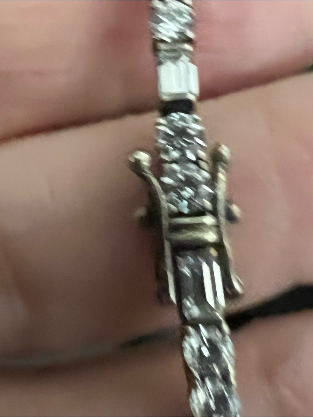 Sterling and CZ  Line Bracelet - Sparkling White Stones vintage. - Picture 12 of 14
